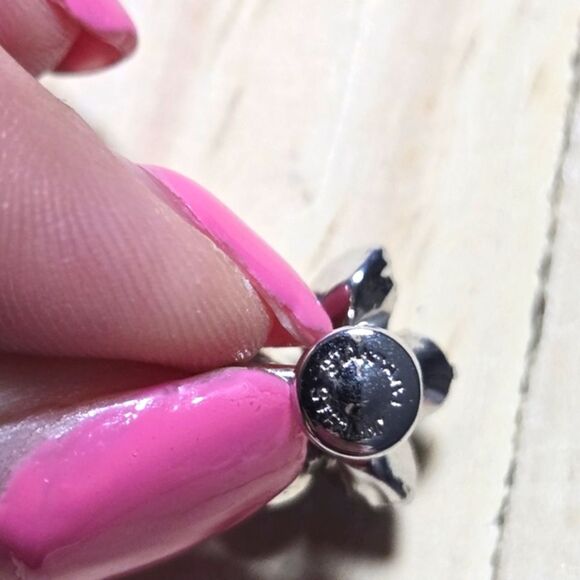 Sterling Silver Vintage Star Art Blue Rhinestone Screw Back Earrings - Picture 5 of 5